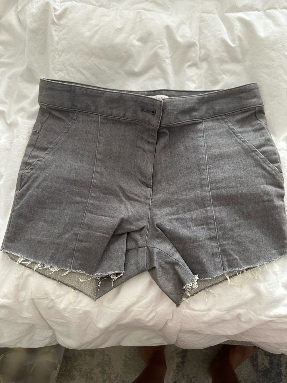Veronica Beard Gray Frayed Hem Jean Shorts - Picture 4 of 4